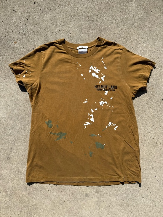Helmut Lang Other - Helmut Lang Brown Tee with White and Green Paint Accents